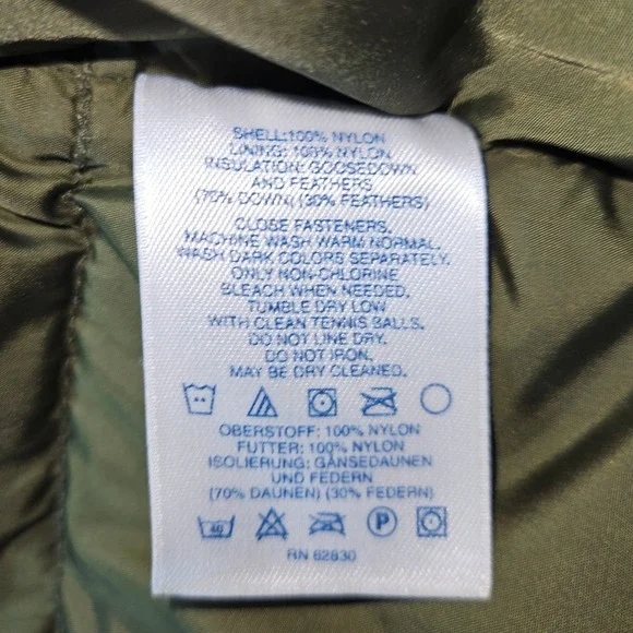 Lands End Mens Quilted Down Puffer Vest Olive Green Full Snap Collar XL - Picture 3 of 5